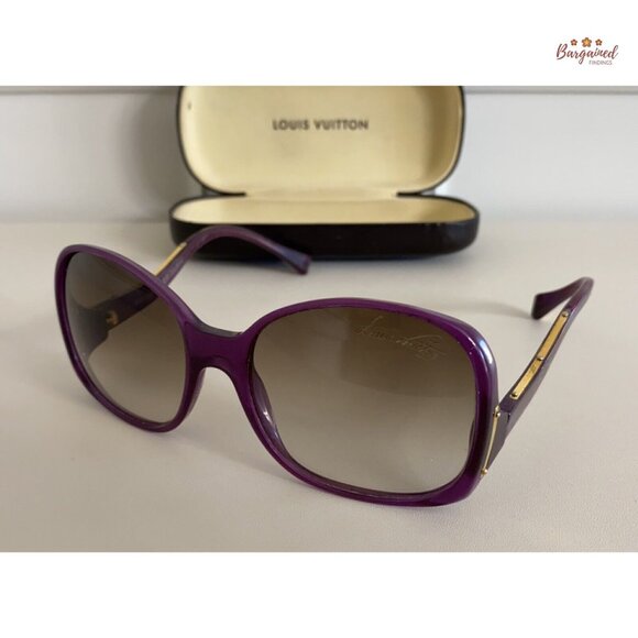 Authentic LOUIS VUITTON Violet Glitter Oversized Square Gina Sunglasses - Z0533W - Picture 10 of 12